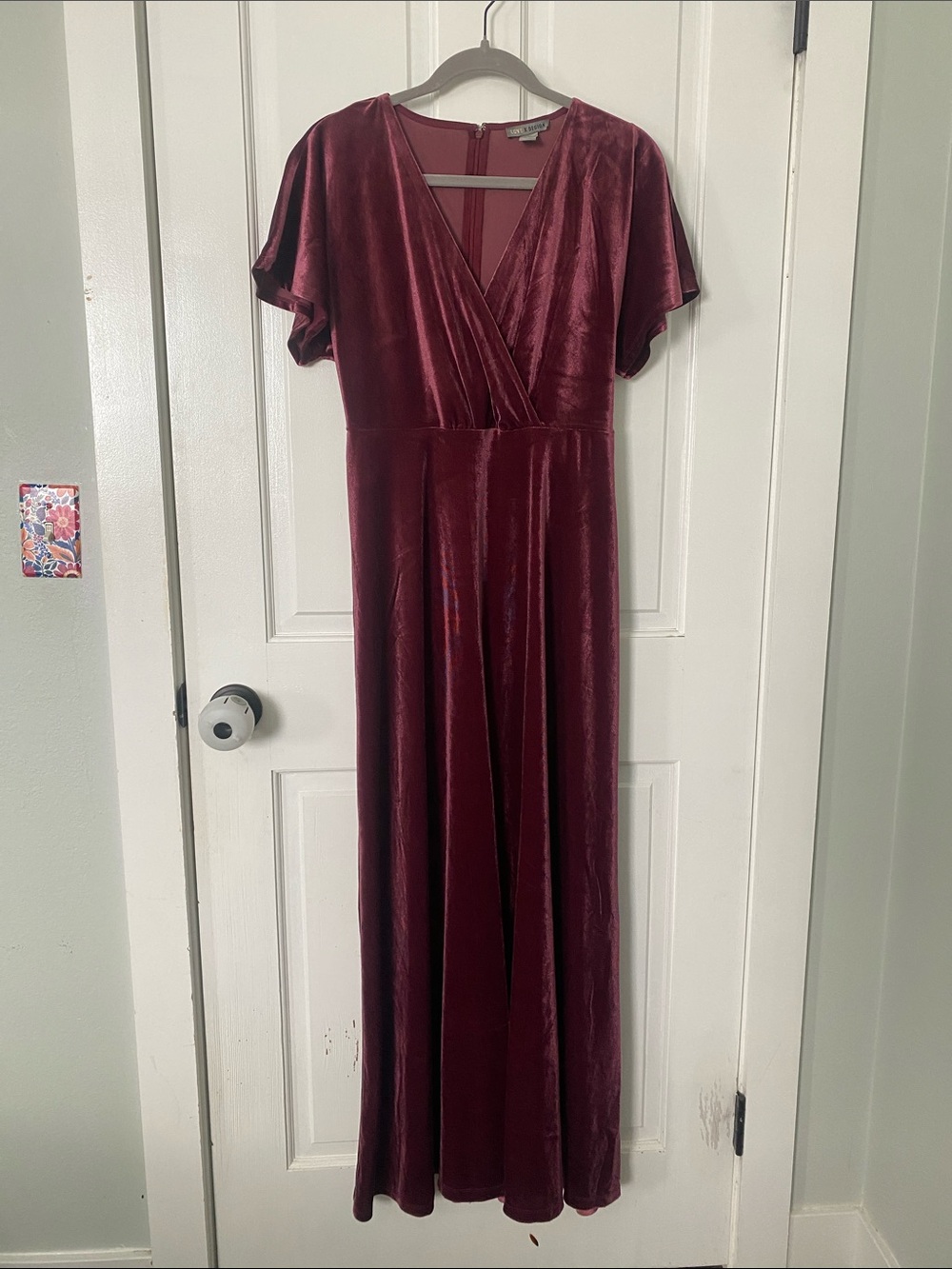 Love By Design Burgundy Velvet Faux-Wrap Maxi Dress